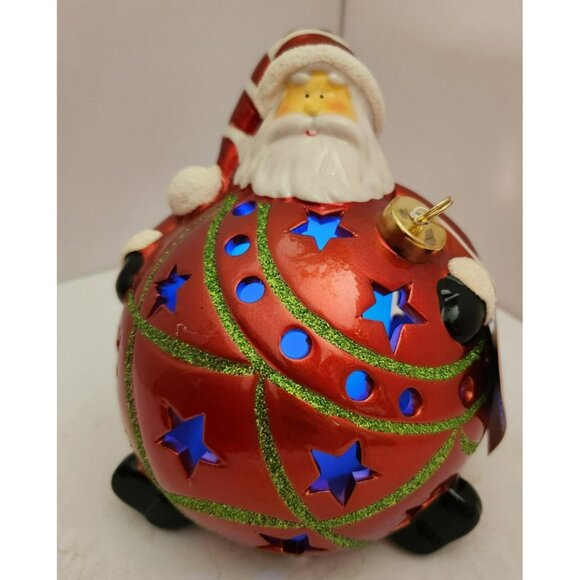 Home Reflections Ceramic Luminary Santa Ornament w/ Colorful Lights or Candle - Picture 6 of 16
